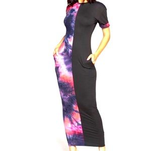 Color Block Tie Dye Maxi Dress